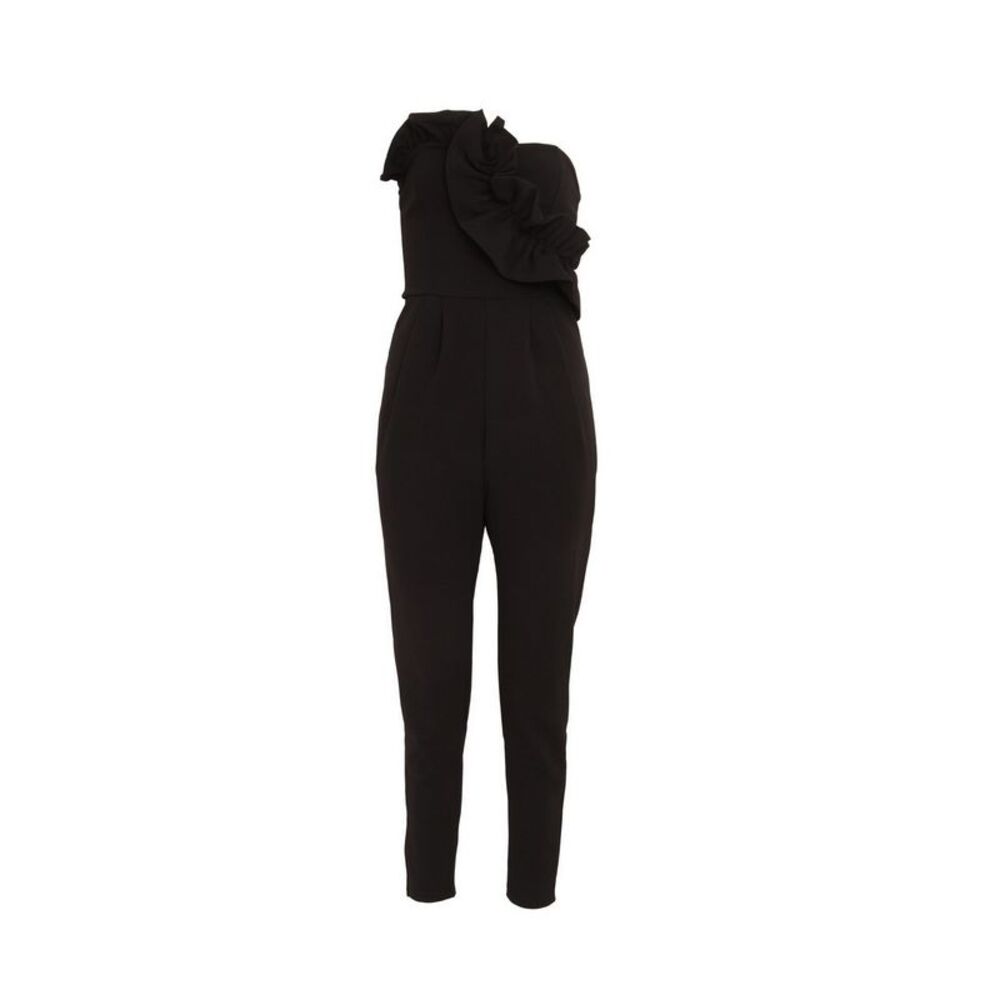 Girls On Film Womens/Ladies Halcyon Frill Bandeau Jumpsuit / Black